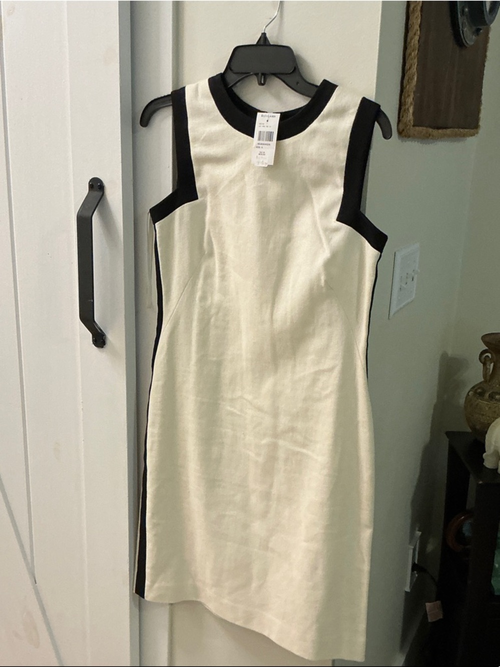 Ralph Lauren Ivory Midi Dress with Black Trim
